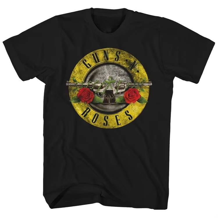 Summer Rose Clothing - Sommerliches T-Shirt mit Pistolen-Rosen-Muster, Guns N'Roses