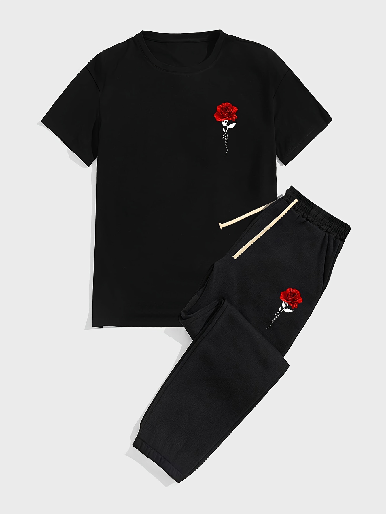 Summer Rose Clothing - Herrenmode neuer Sommer-Rosendruck, atmungsaktiv und bequem,