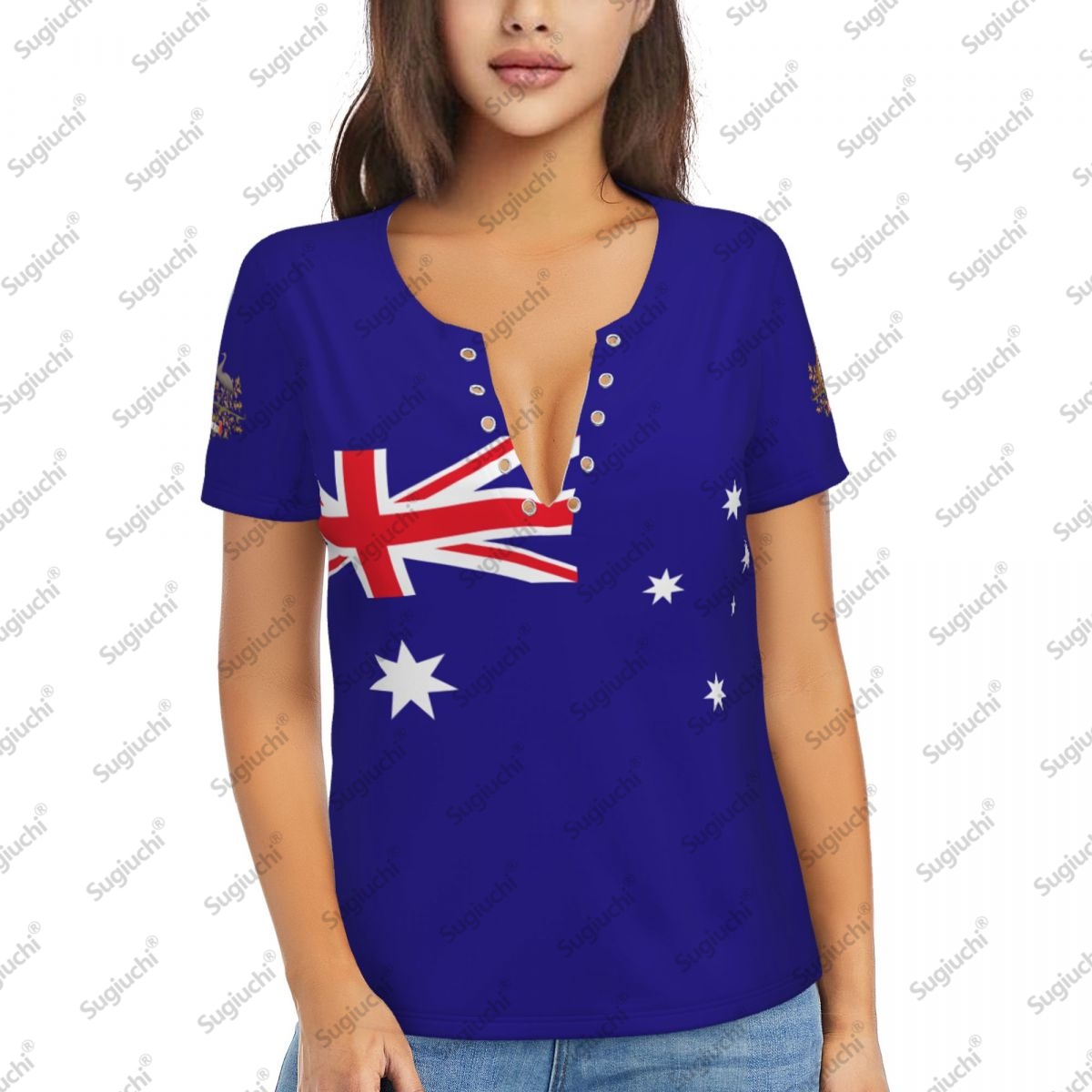 Summer Clothing Women Australia - 2025 Australien Flagge Sexy Tiefem V-ausschnitt