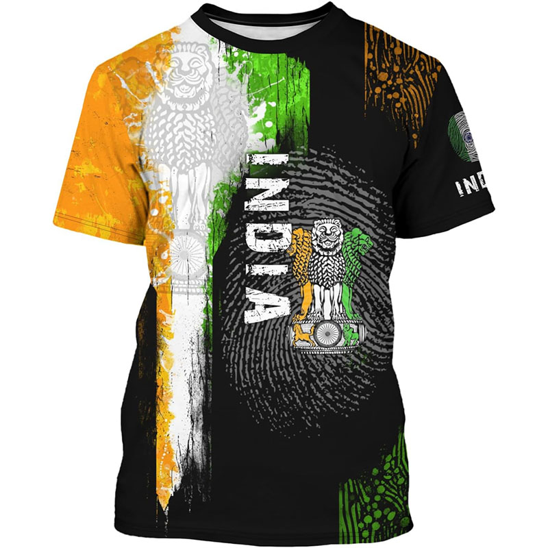 India Flag Print T-shirt Men's – Summer Clothing India Bewertung und Preis