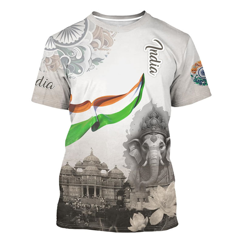 India Flag Print T-shirt Men's – Summer Clothing India Bewertung und Preis
