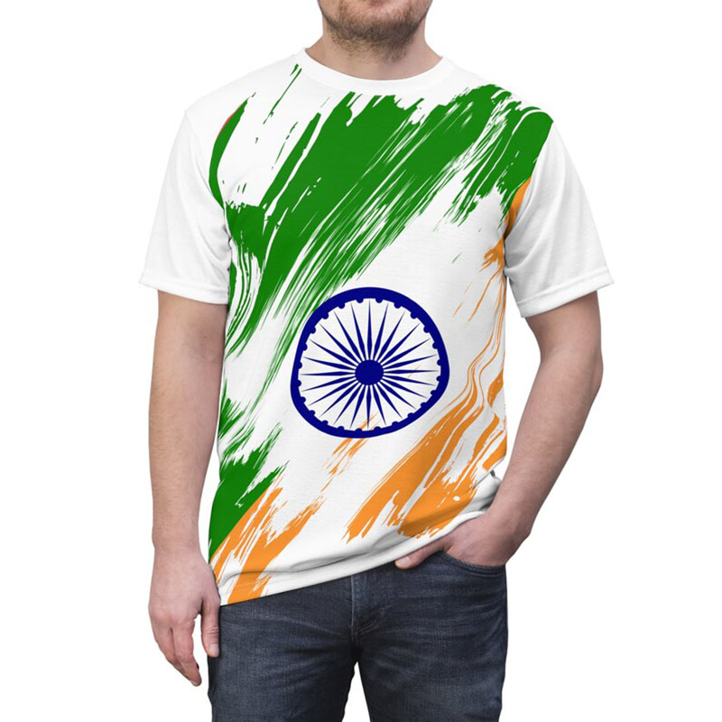 India Flag Print T-shirt Men's – Summer Clothing India Bewertung und Preis