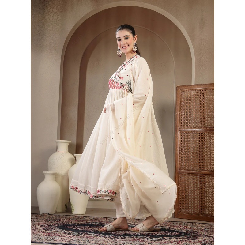 Weißes Baumwoll-Anarkali-Kurti – Summer Clothing India Bewertung und Preis