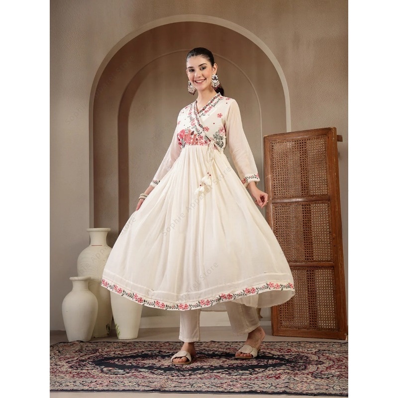 Weißes Baumwoll-Anarkali-Kurti – Summer Clothing India Bewertung und Preis
