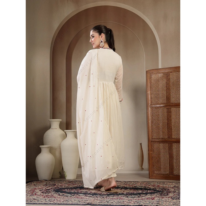 Weißes Baumwoll-Anarkali-Kurti – Summer Clothing India Bewertung und Preis
